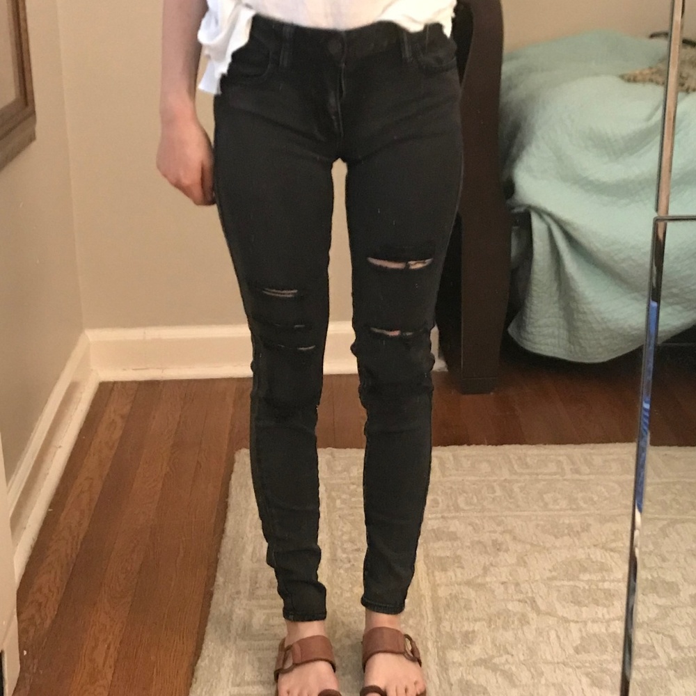 Black Ripped High-Waisted Skinny Jeans